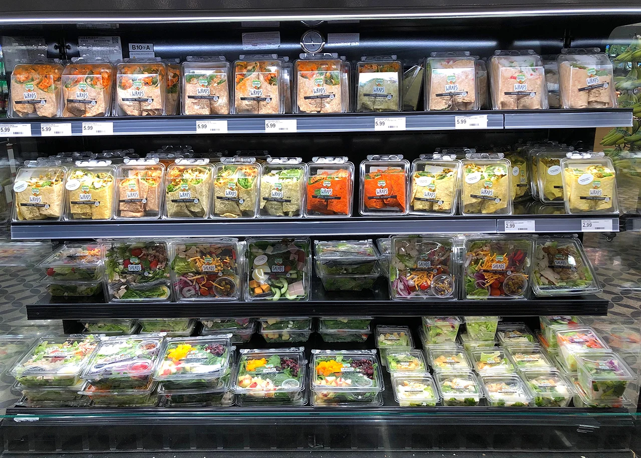 RTE foods in deli display case