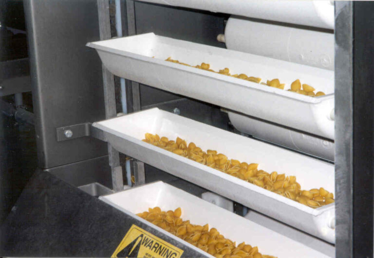 The PFI bucket elevator is a great choice for conveying pasta to another level of the processing line.